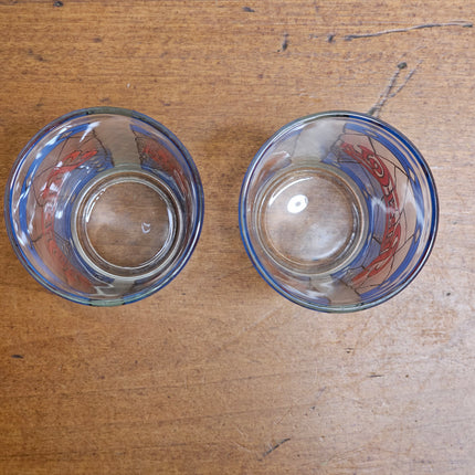 Vintage Set of 2 Pepsi-Cola "Tiffany-Style" Stained Glass Tumblers