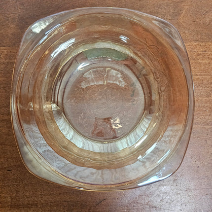 Vintage Jeannette Floragold Louisa Marigold Iridescent Glass Serving Bowl