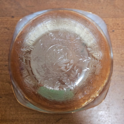 Vintage Jeannette Floragold Louisa Marigold Iridescent Glass Serving Bowl