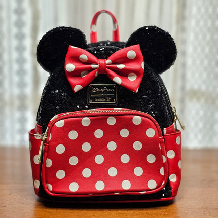 Disney Parks Loungefly Minnie Mouse Black Sequin Mini Backpack
