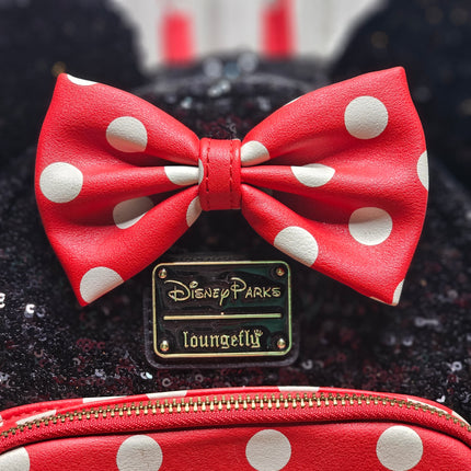 Disney Parks Loungefly Minnie Mouse Black Sequin Mini Backpack