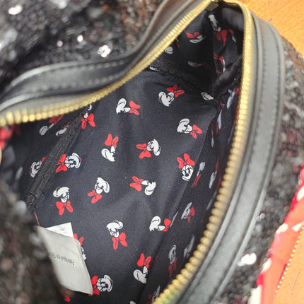 Disney Parks Loungefly Minnie Mouse Black Sequin Mini Backpack