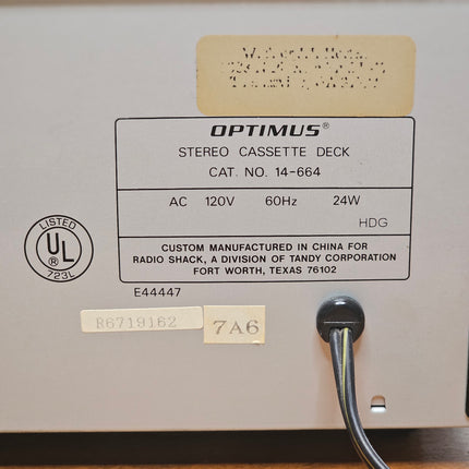 Optimus SCT-49 High-Speed Dubbing Stereo Cassette Deck