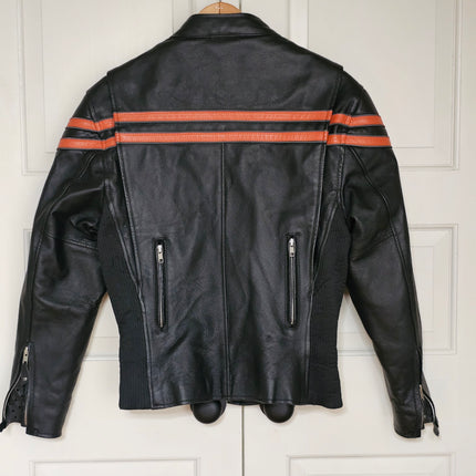 Montana Men's Motorcycle Racer Jacket with Orange Stripes | Size Small
