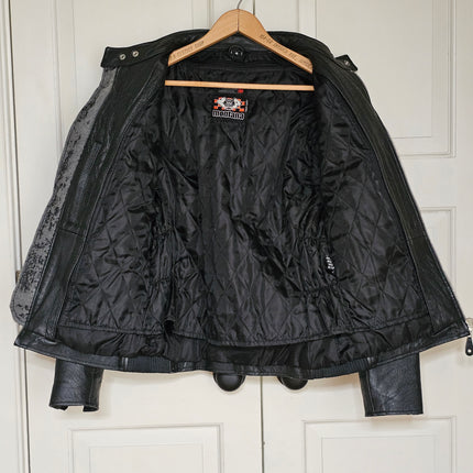 Montana Men's Motorcycle Racer Jacket with Orange Stripes | Size Small
