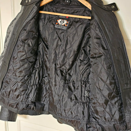 Montana Men's Motorcycle Racer Jacket with Orange Stripes | Size Small