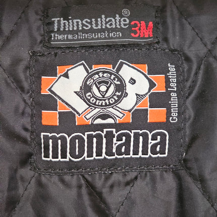 Montana Men's Motorcycle Racer Jacket with Orange Stripes | Size Small