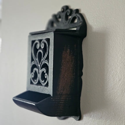 Vintage Cast Iron Matchbox Wall Mount Holder