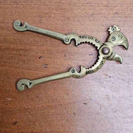 Vintage Brass Rooster Head Nutcracker