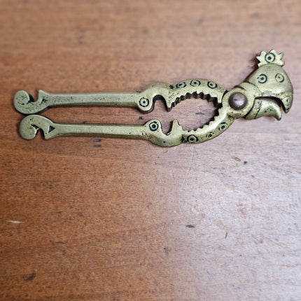 Vintage Brass Rooster Head Nutcracker