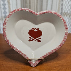 Vintage Chaparral Pottery Pink Sponge Painted Heart Dish