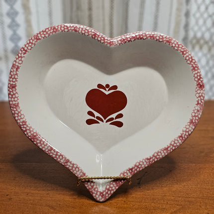 Vintage Chaparral Pottery Pink Sponge Painted Heart Dish