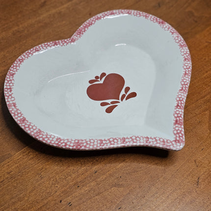Vintage Chaparral Pottery Pink Sponge Painted Heart Dish