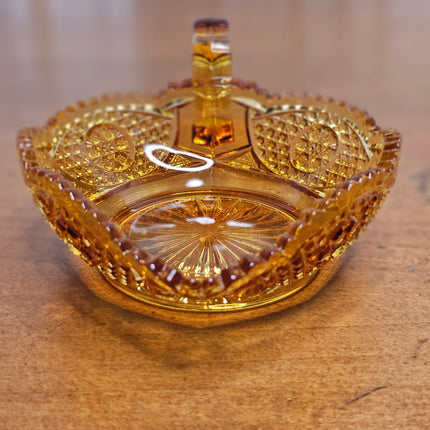Vintage Amber Glass Candy Dish