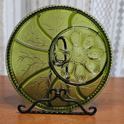 Vintage Indiana Glass Green Egg Serving Platter