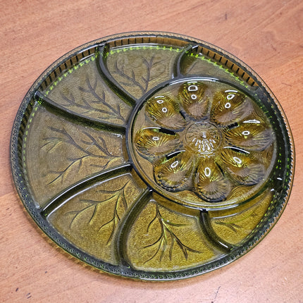 Vintage Indiana Glass Green Egg Serving Platter