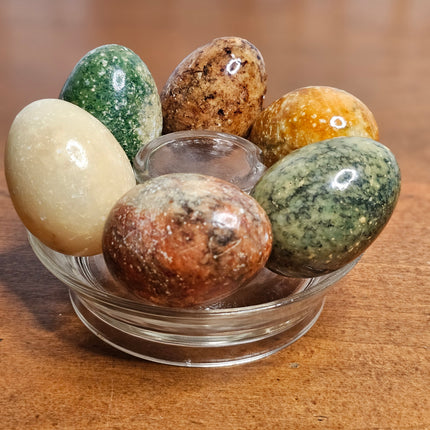 Set of 6 Vintage Alabaster Stone Eggs Made in Italy