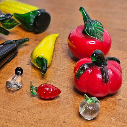Vintage Set of 13 Murano Small and Miniature Glass Fruit