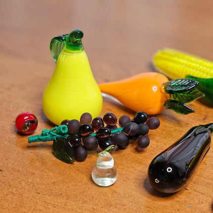 Vintage Set of 13 Murano Small and Miniature Glass Fruit