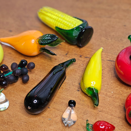 Vintage Set of 13 Murano Small and Miniature Glass Fruit