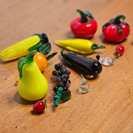 Vintage Set of 13 Murano Small and Miniature Glass Fruit
