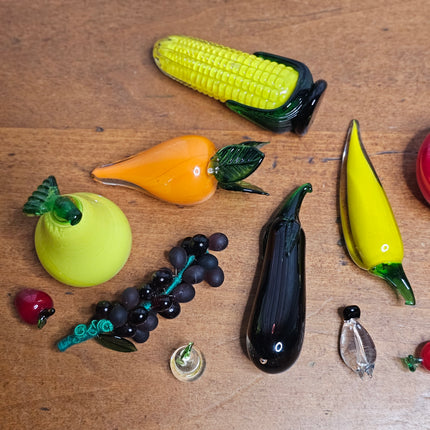 Vintage Set of 13 Murano Small and Miniature Glass Fruit