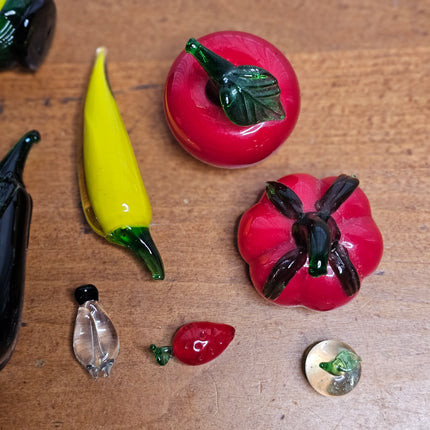 Vintage Set of 13 Murano Small and Miniature Glass Fruit