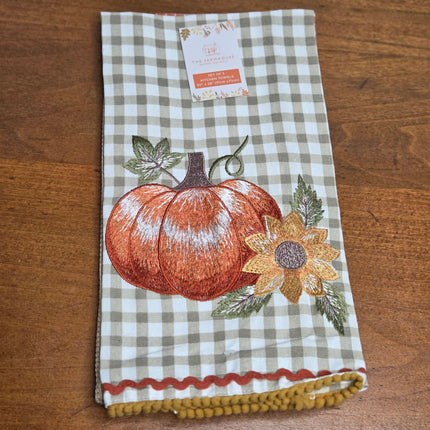 The Farmhouse Set of 3 Pumpkin & Sunflower Kitchen Hand Towels