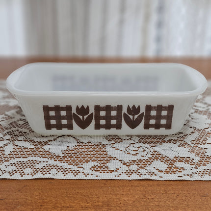 Vintage Glasbake Brown Tulip Round Load Pan 1.5 QT